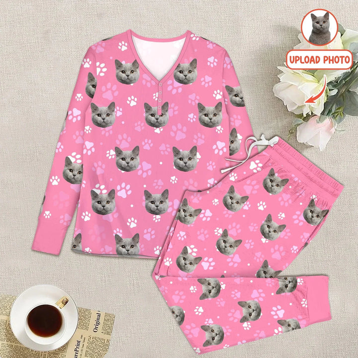 Custom Pet Face Photo Women Pajama Set For Christmas , Custom Pet Face Photo Women Pajama Set For Christmas - Combo Shirt & Pants / S