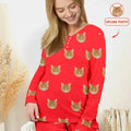 Custom Pet Face Photo Women Pajama Set For Christmas , Custom Pet Face Photo Women Pajama Set For Christmas - Only Shirt / S