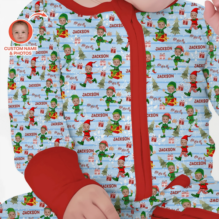 Custom Photo Baby Christmas Elf Convertible Zippy , Custom Photo Baby Christmas Elf Convertible Zippy - 0-3M