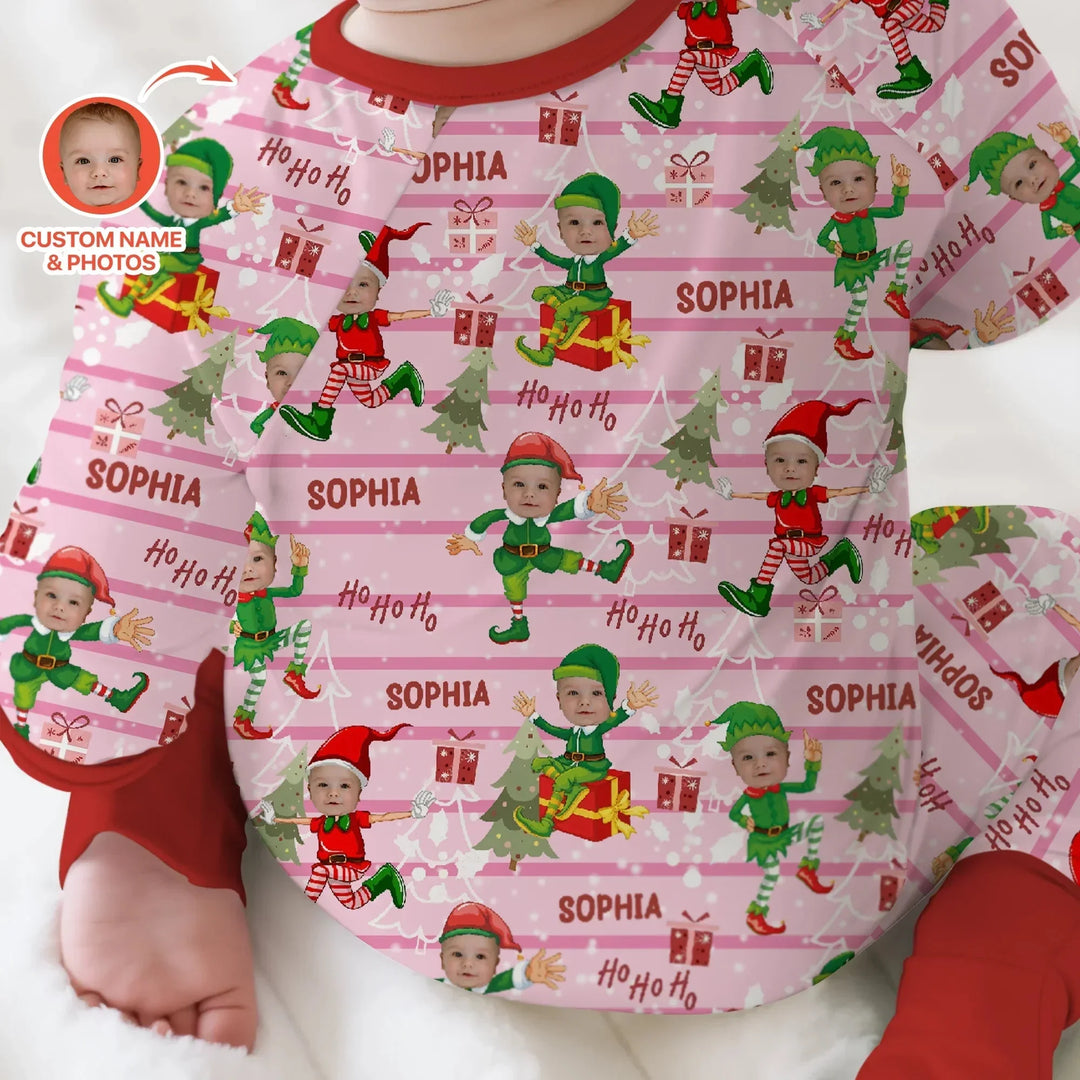 Custom Photo Baby Christmas Elf Convertible Zippy , Custom Photo Baby Christmas Elf Convertible Zippy - 0-3M