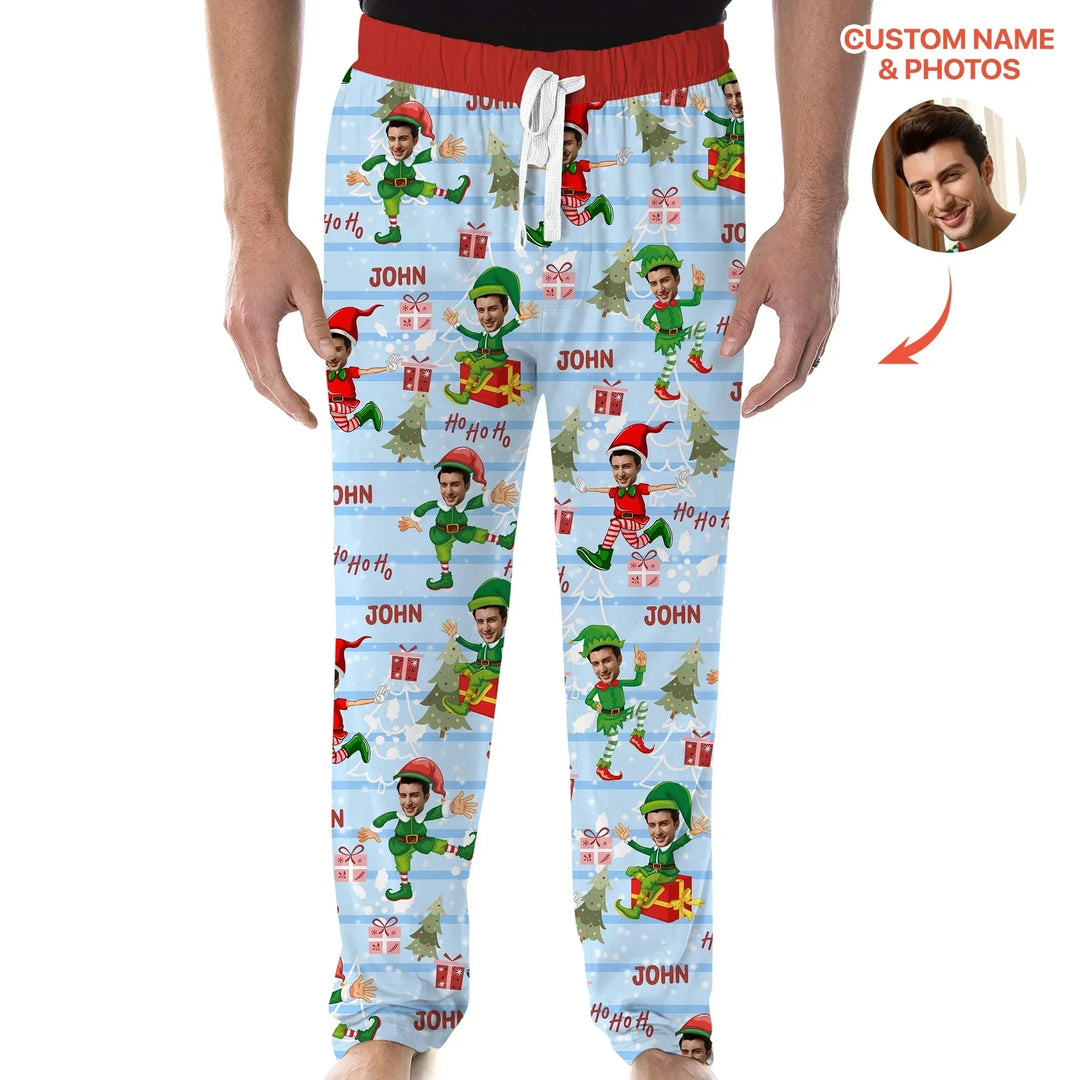 Custom Photo Baby Christmas Elf Men's Pajama Set , Custom Photo Baby Christmas Elf Men's Pajama Set - Only Shirt / XS