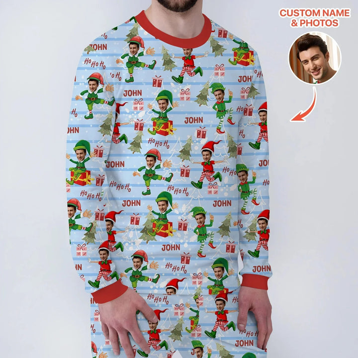 Custom Photo Baby Christmas Elf Men's Pajama Set , Custom Photo Baby Christmas Elf Men's Pajama Set - Only Shirt / XS