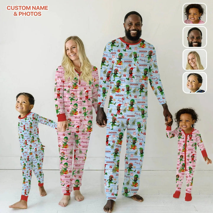 Custom Photo Baby Christmas Elf Men's Pajama Set , Custom Photo Baby Christmas Elf Men's Pajama Set - Only Shirt / XS