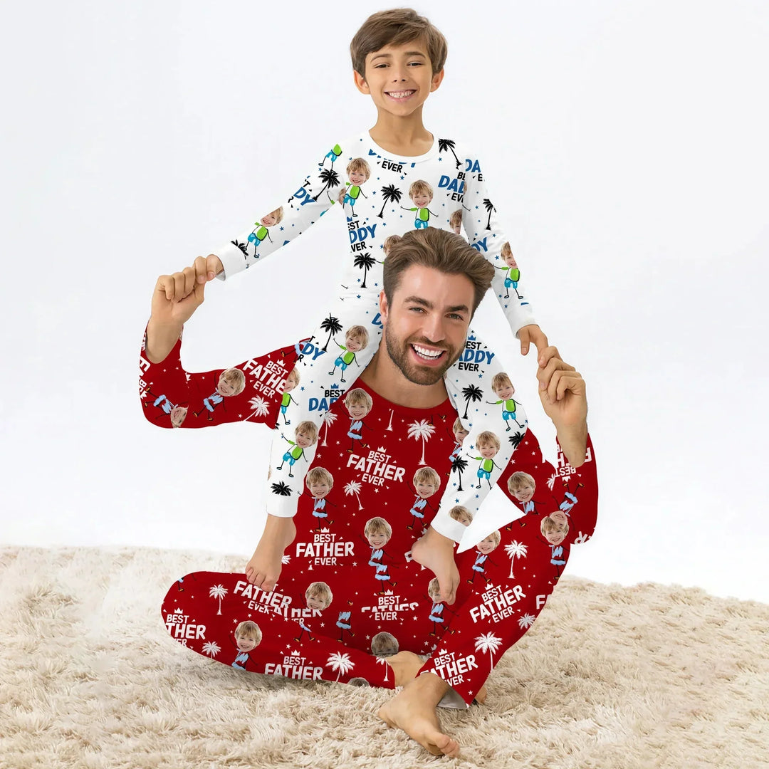 Custom Photo Best Dad Grandpa Eve Two Piece Long Sleeve Pajama Set For Christmas , Custom Photo Best Dad Grandpa Eve Two Piece Long Sleeve Pajama Set For Christmas - 12-18M