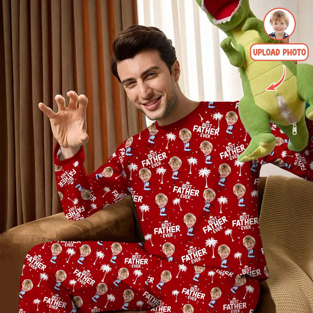 Custom Photo Best Dad Grandpa Ever Men's Pajama Set For Christmas , Custom Photo Best Dad Grandpa Ever Men's Pajama Set For Christmas - Only Shirt / XS