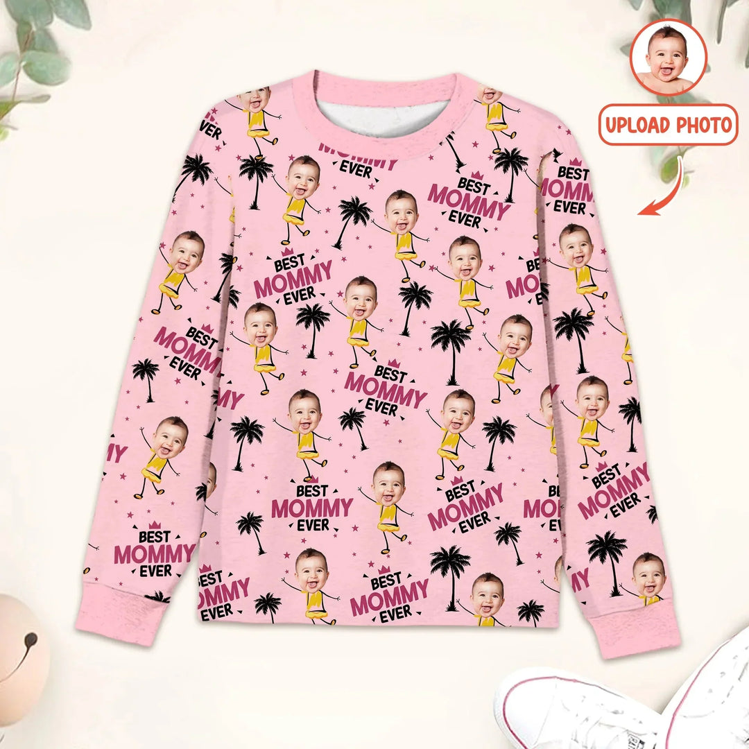 Custom Photo Best Mom Nana Ever Men's Pajama Set For Christmas , Custom Photo Best Mom Nana Ever Men's Pajama Set For Christmas - Only Shirt / XS