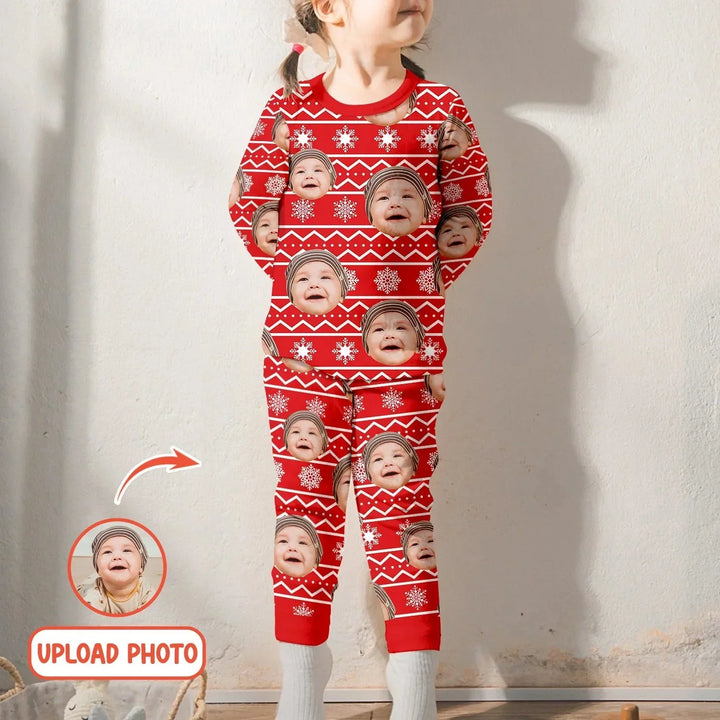 Custom Photo Christmas Two Piece Long Sleeve Pajama Set , Custom Photo Christmas Two Piece Long Sleeve Pajama Set - 12-18M