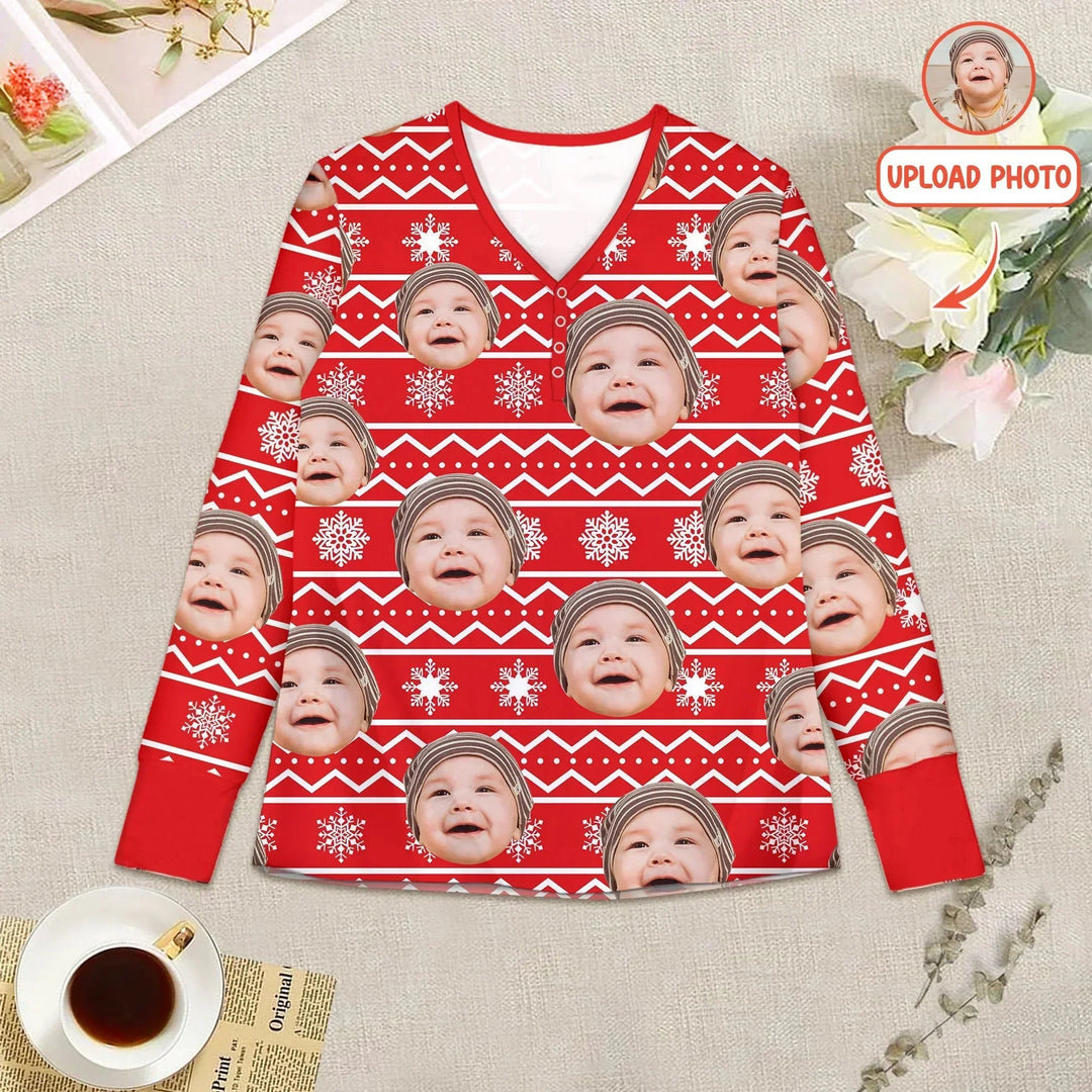 Custom Photo Christmas Women Pajama Set , Custom Photo Christmas Women Pajama Set - Only Shirt / S