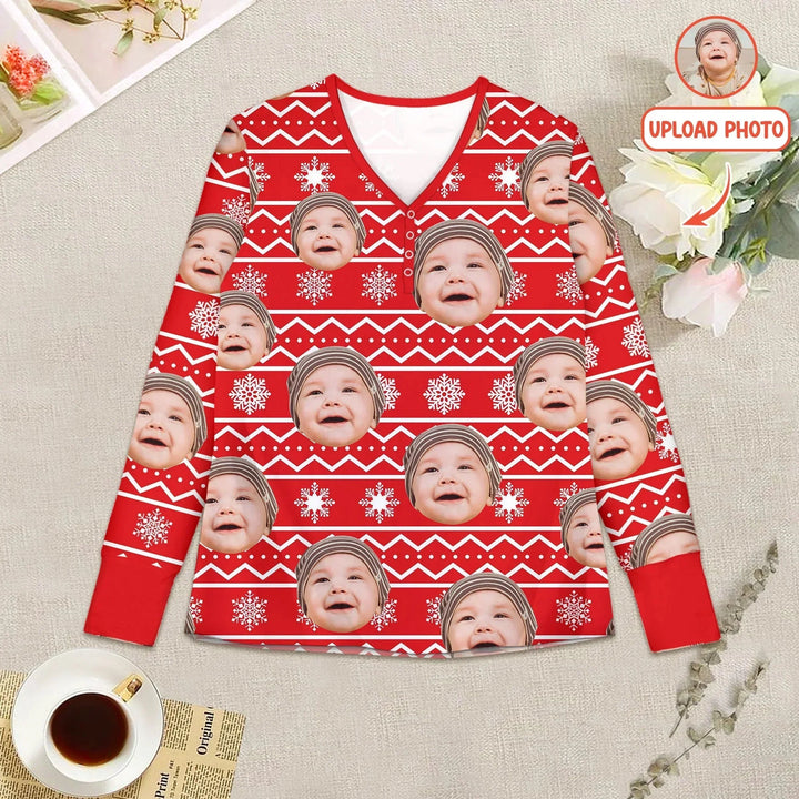 Custom Photo Christmas Women Pajama Set , Custom Photo Christmas Women Pajama Set - Only Shirt / S