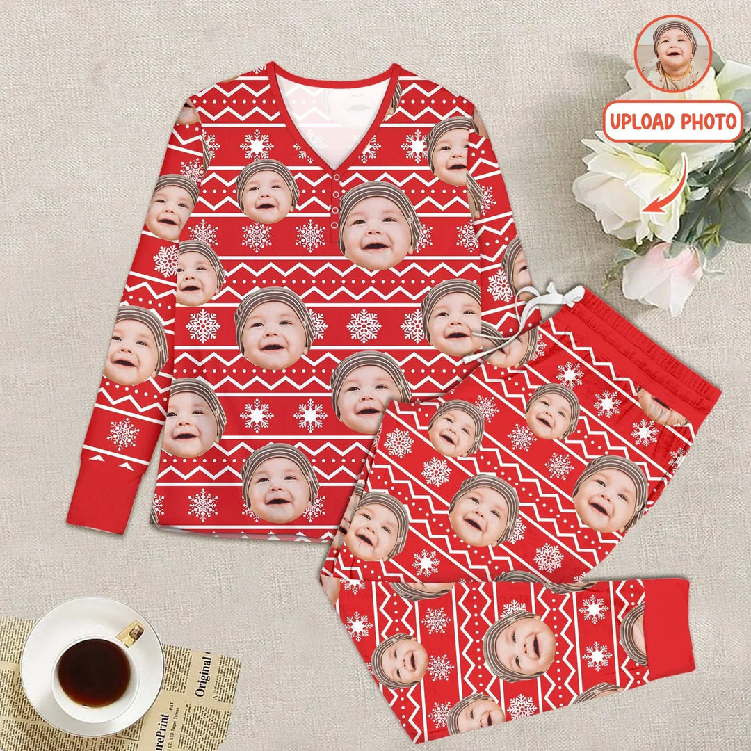 Custom Photo Christmas Women Pajama Set , Custom Photo Christmas Women Pajama Set - Only Shirt / S