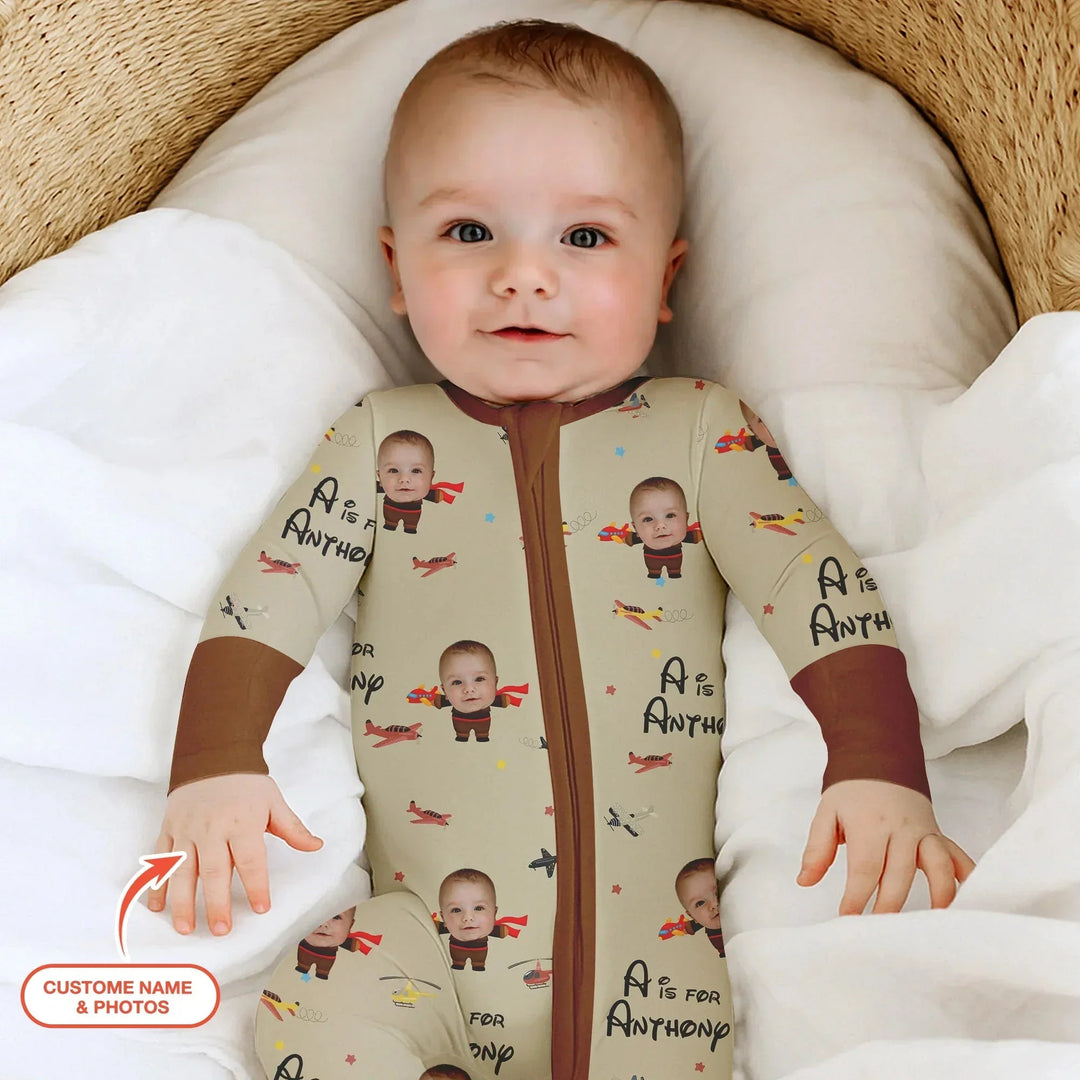 Custom Photo Face Dream Jobs Pilot Convertible Zippy , Custom Photo Face Dream Jobs Pilot Convertible Zippy - 0-3M