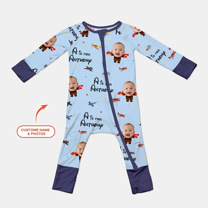 Custom Photo Face Dream Jobs Pilot Convertible Zippy , Custom Photo Face Dream Jobs Pilot Convertible Zippy - 0-3M