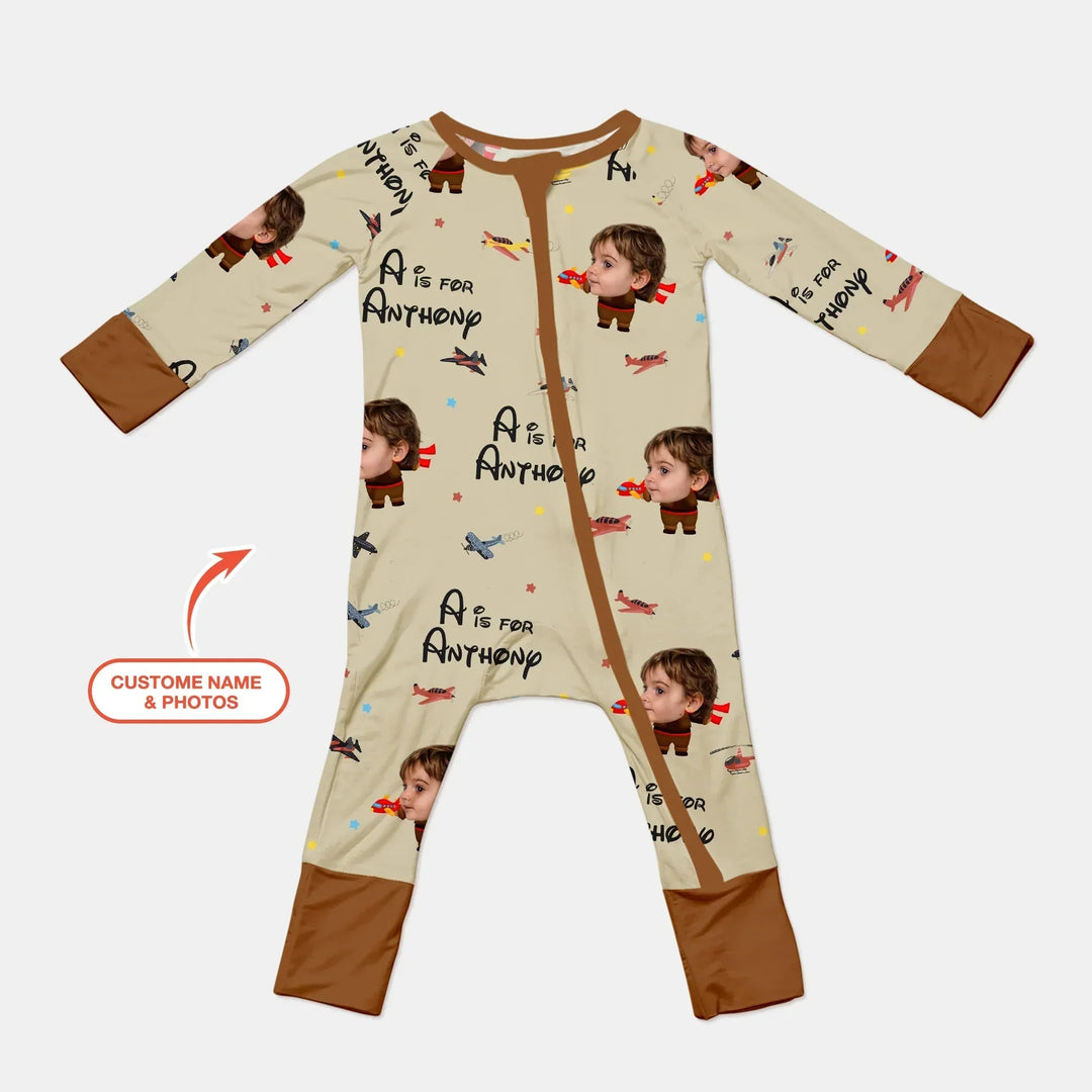 Custom Photo Face Dream Jobs Pilot Convertible Zippy , Custom Photo Face Dream Jobs Pilot Convertible Zippy - 0-3M