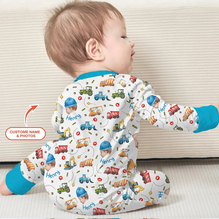 Custom Photo Little Construction Heroes Convertible Zippy , Custom Photo Little Construction Heroes Convertible Zippy - 0-3M