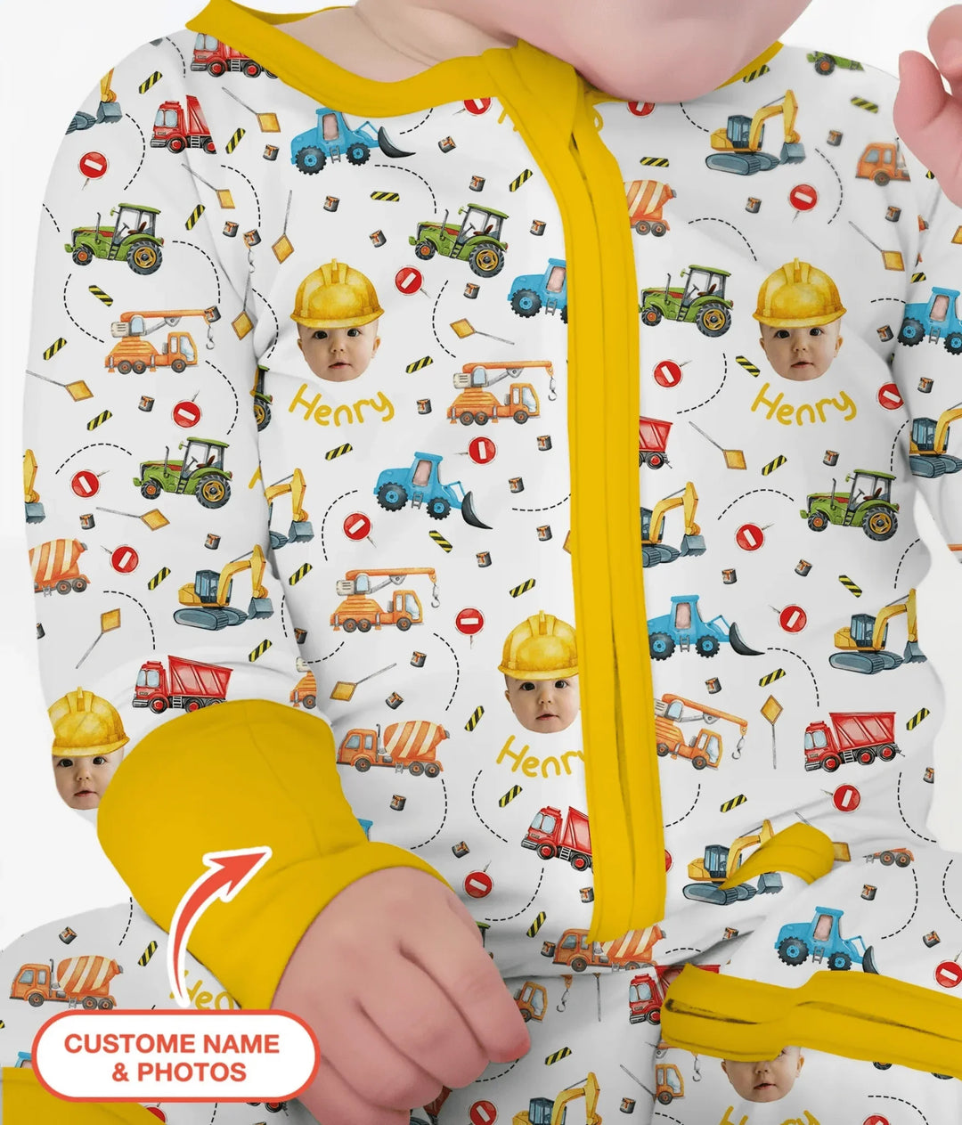 Custom Photo Little Construction Heroes Convertible Zippy , Custom Photo Little Construction Heroes Convertible Zippy - 0-3M