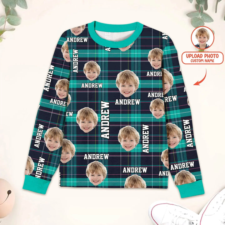 Custom Photo & Name Christmas Plaid Men Pajama Set , Custom Photo & Name Christmas Plaid Men Pajama Set - Only Shirt / XS