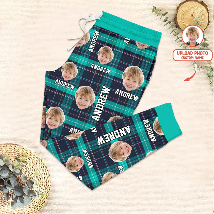 Custom Photo & Name Christmas Plaid Women Pajama Set , Custom Photo & Name Christmas Plaid Women Pajama Set - Only Shirt / S