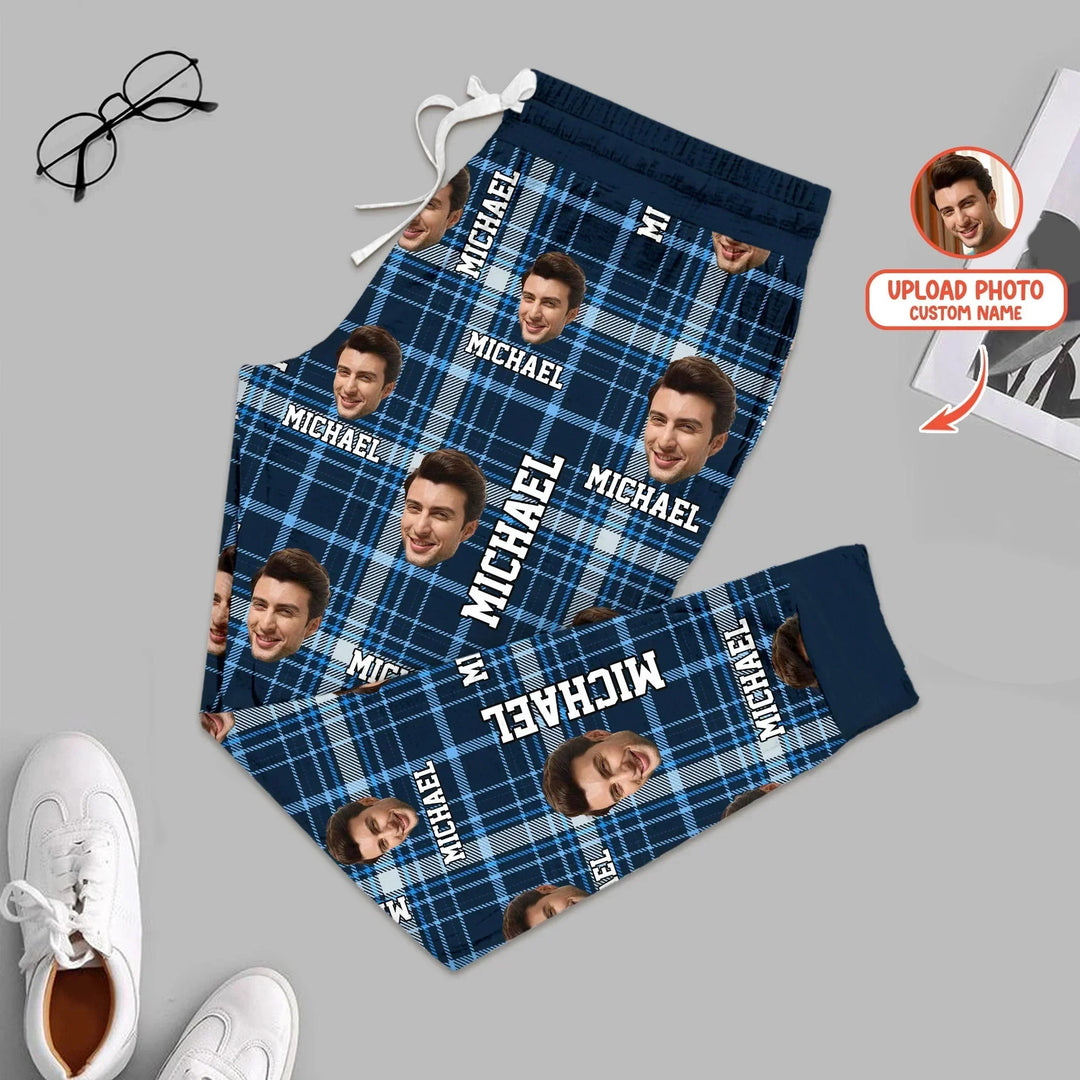Custom Photo & Name Christmas Plaid Women Pajama Set , Custom Photo & Name Christmas Plaid Women Pajama Set - Only Shirt / S