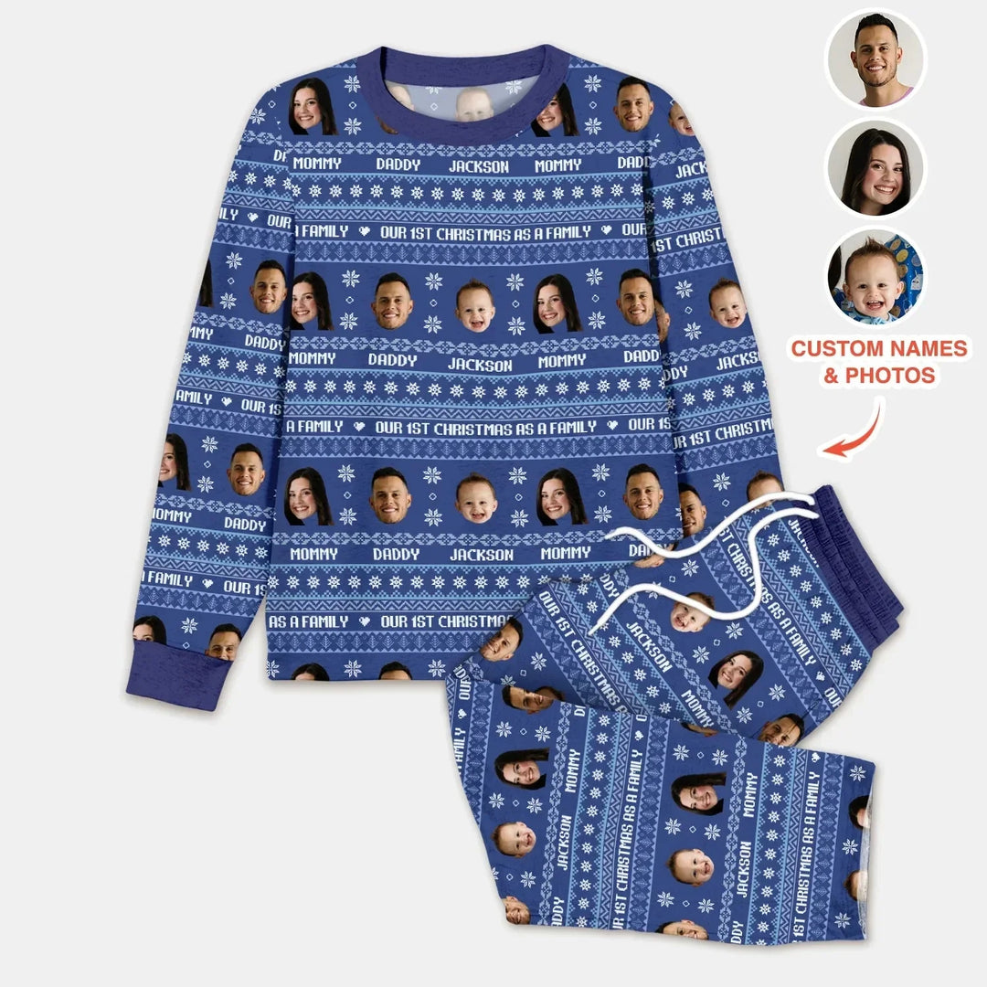 Custom Photo Our 1st Christmas as a Family Custom Men's Pajama Set , Custom Photo Our 1st Christmas as a Family Custom Men's Pajama Set - Only Shirt / XS