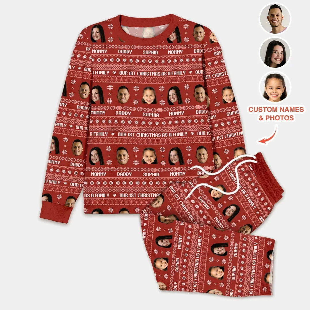 Custom Photo Our 1st Christmas as a Family Custom Men's Pajama Set , Custom Photo Our 1st Christmas as a Family Custom Men's Pajama Set - Only Shirt / XS