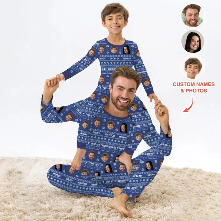 Custom Photo Our 1st Christmas as a Family Custom Men's Pajama Set , Custom Photo Our 1st Christmas as a Family Custom Men's Pajama Set - Only Shirt / XS