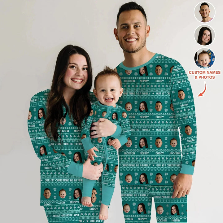 Custom Photo Our 1st Christmas as a Family Custom Men's Pajama Set , Custom Photo Our 1st Christmas as a Family Custom Men's Pajama Set - Only Shirt / XS