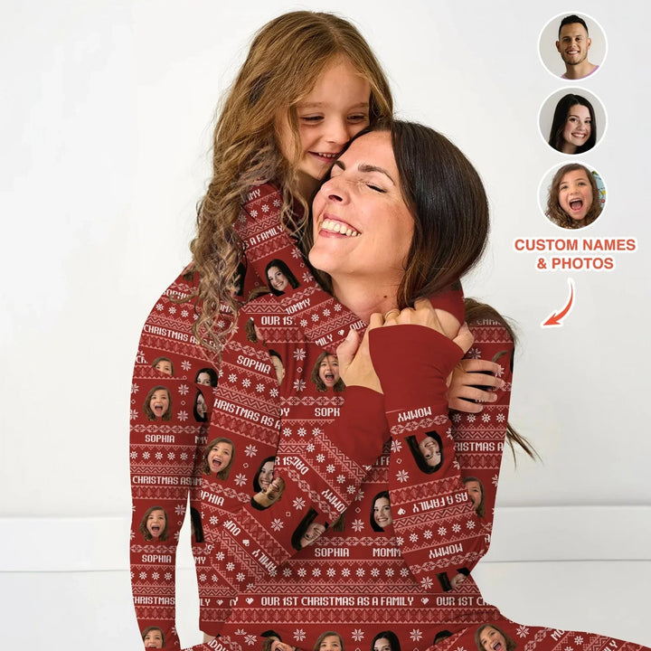 Custom Photo Our 1st Christmas as a Family Women Pajama Set , Custom Photo Our 1st Christmas as a Family Women Pajama Set - Only Shirt / S