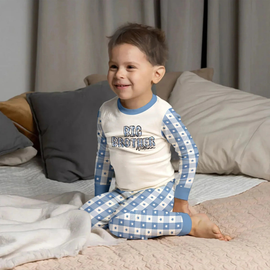 Custom Plaid Title Pajama Set for Baby & Kid – Soft and Cozy , Custom Plaid Title Pajama Set for Baby & Kid – Soft and Cozy - Long Pajama / 12-18M