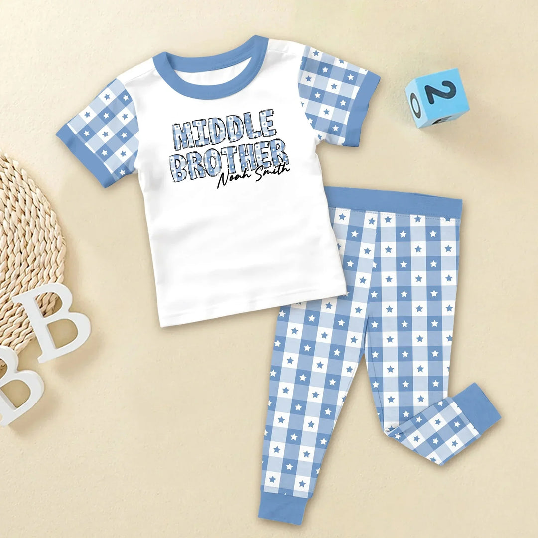 Custom Plaid Title Pajama Set for Baby & Kid – Soft and Cozy , Custom Plaid Title Pajama Set for Baby & Kid – Soft and Cozy - Long Pajama / 12-18M