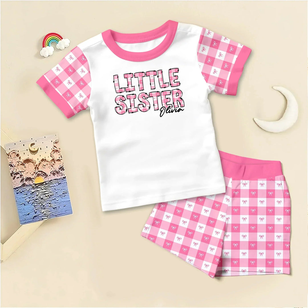 Custom Plaid Title Pajama Set for Baby & Kid – Soft and Cozy , Custom Plaid Title Pajama Set for Baby & Kid – Soft and Cozy - Short Pajama / 12-18M