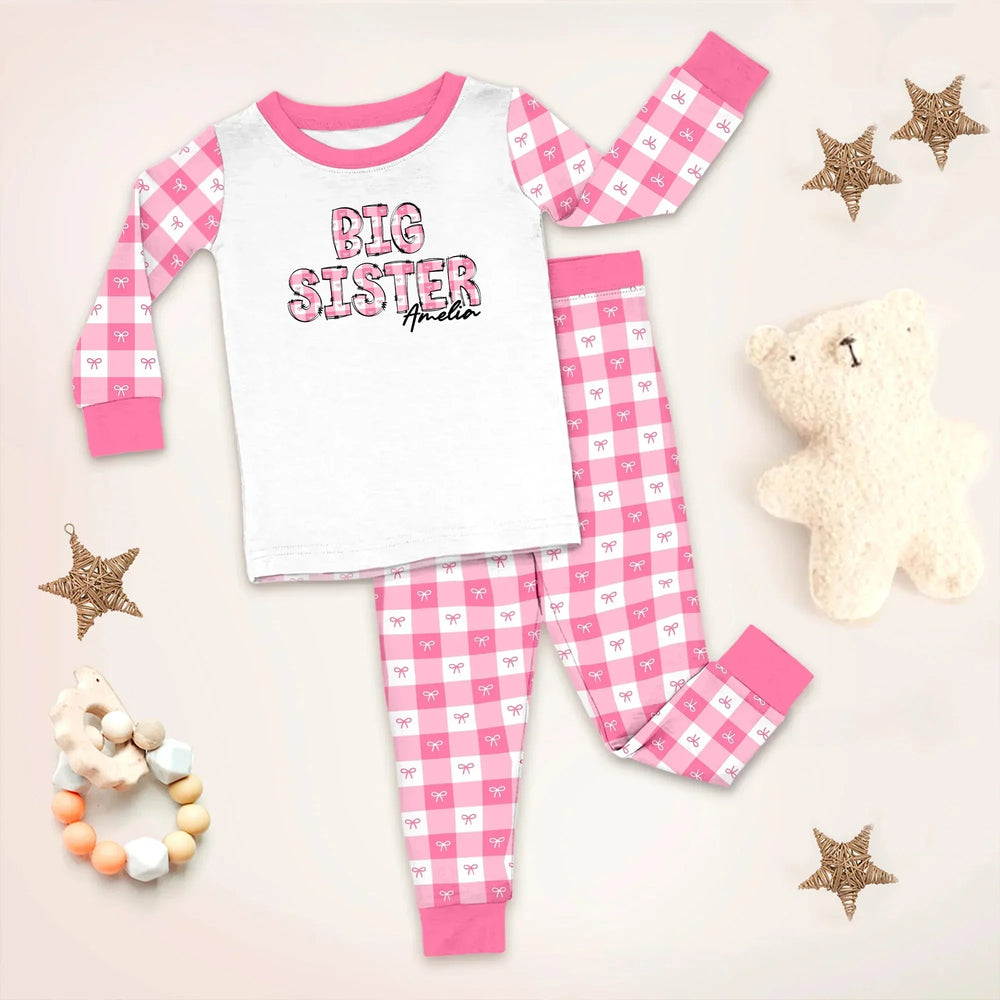 Custom Plaid Title Pajama Set for Baby & Kid – Soft and Cozy , Custom Plaid Title Pajama Set for Baby & Kid – Soft and Cozy - Long Pajama / 12-18M
