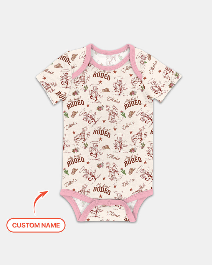 Custom Name First Rodeo Family Matching Bamboo Bodysuit
