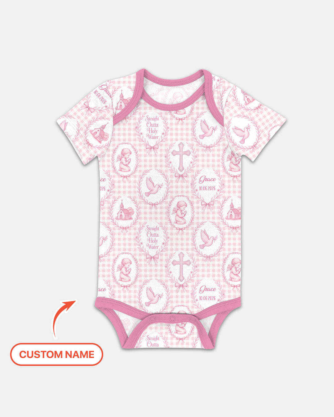 Custom Name Baptism Straight Outta Holy Water Bamboo Bodysuit