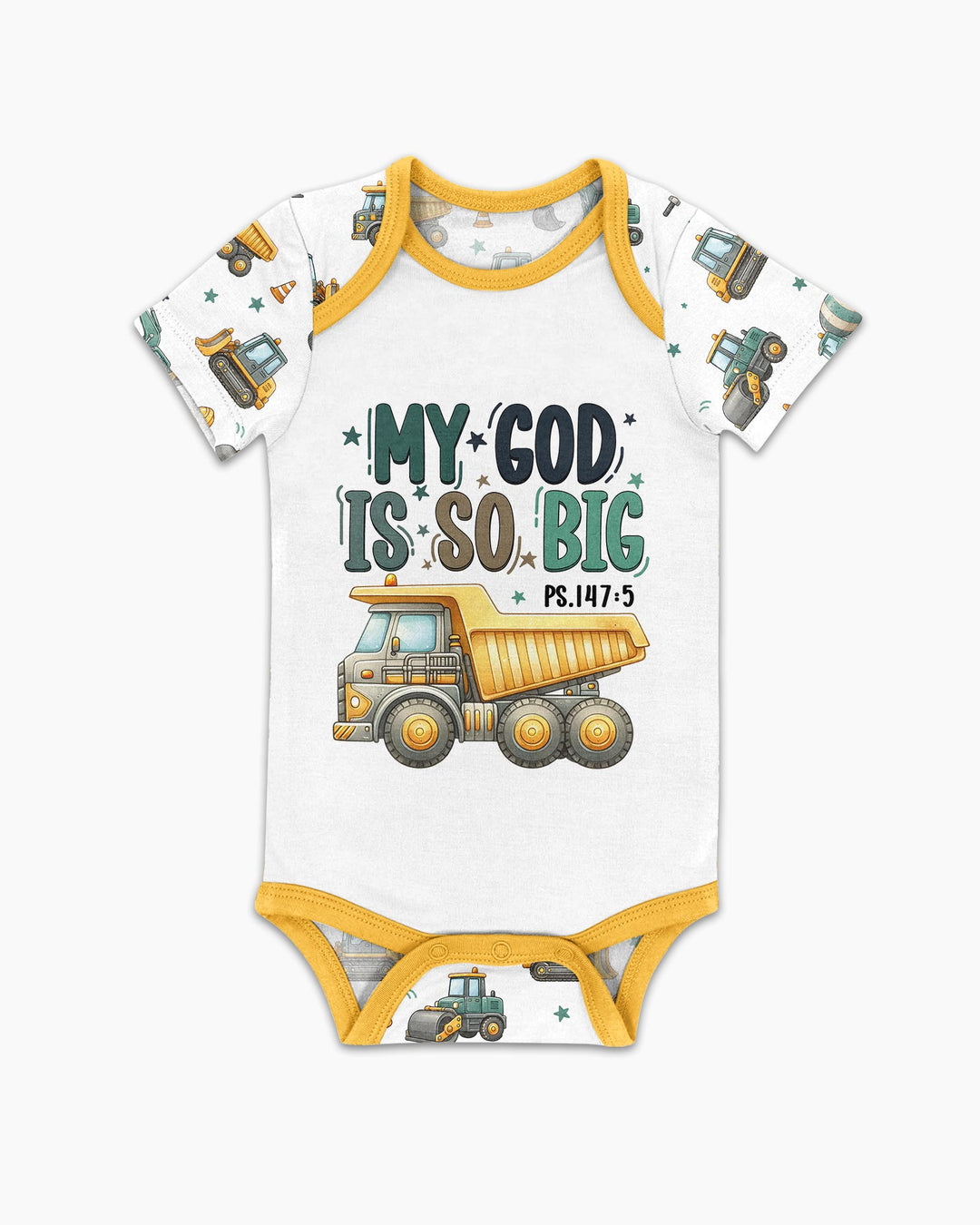 Construction Vehicles My God Is So Big Bamboo Bodysuit