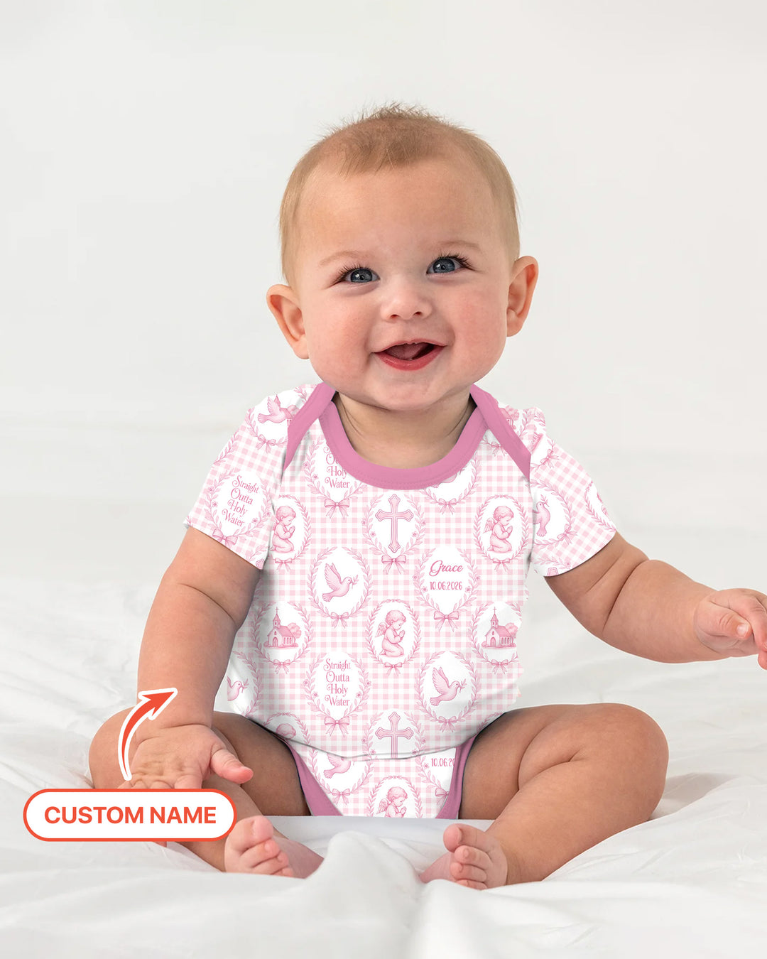 Custom Name Baptism Straight Outta Holy Water Bamboo Bodysuit