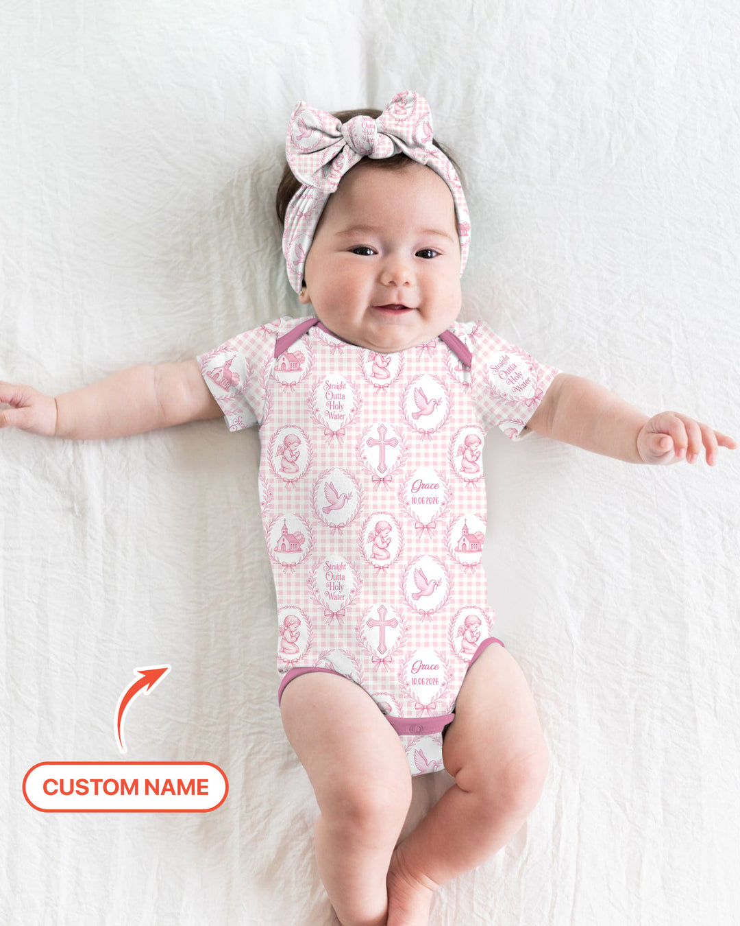 Custom Name Baptism Straight Outta Holy Water Bamboo Bodysuit
