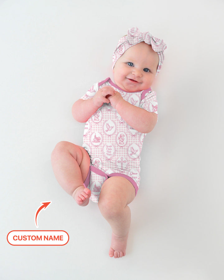 Custom Name Baptism Straight Outta Holy Water Bamboo Bodysuit