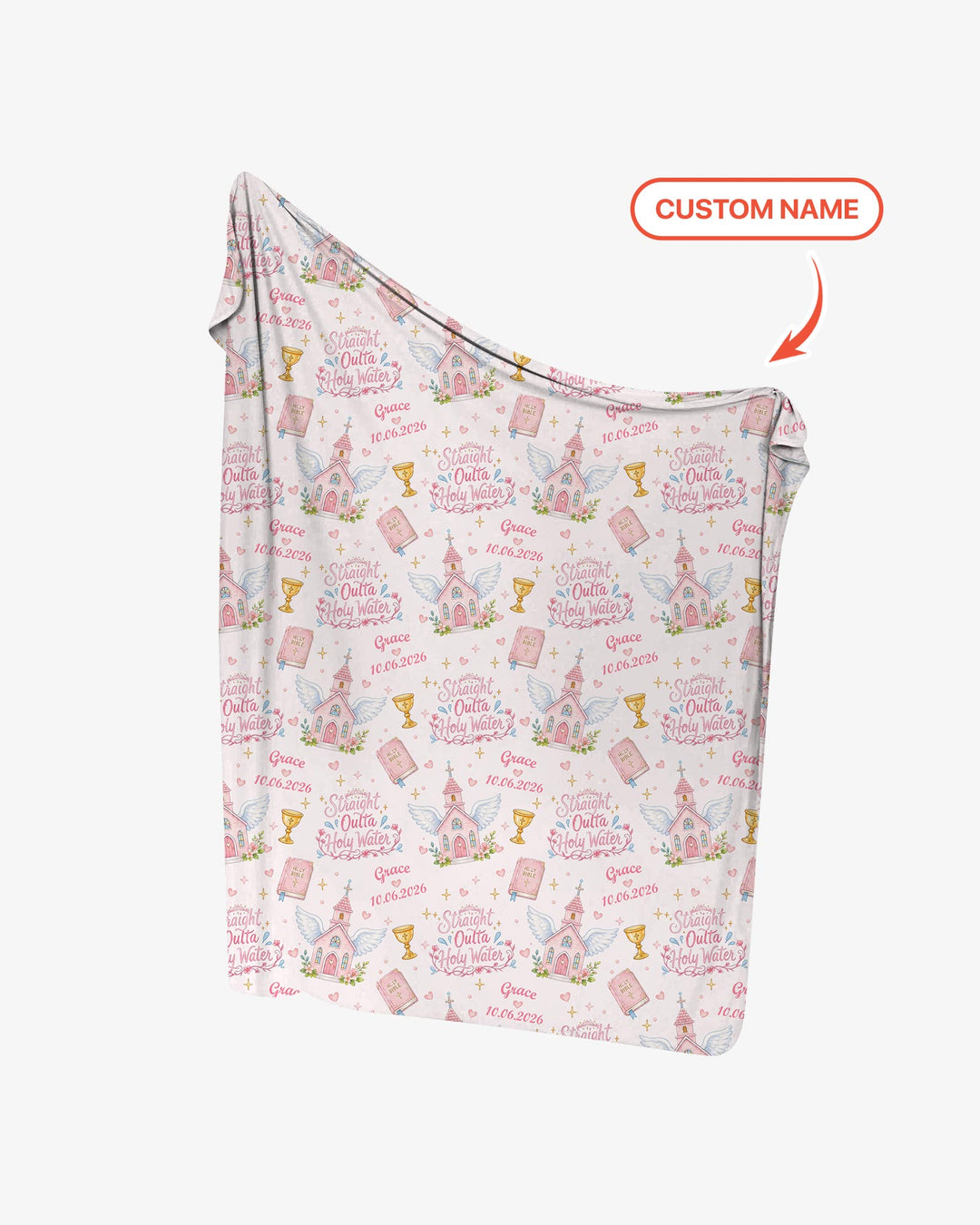 Custom Name Baptism Christening Straight Outta Holy Water Swaddle Blanket