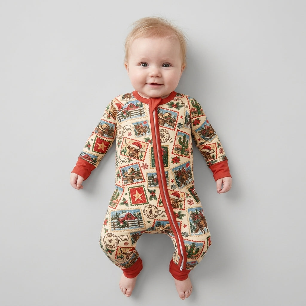 Western Christmas Stamps Bamboo Convertible Zippy