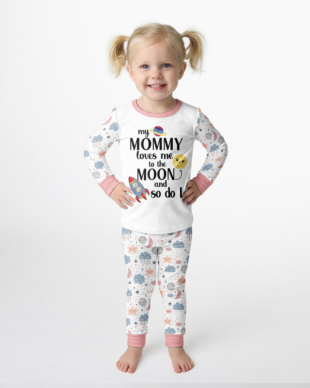 My Mommy Loves Me To The Moon And So Do I Bamboo Two Piece Long Sleeve Pajama Set