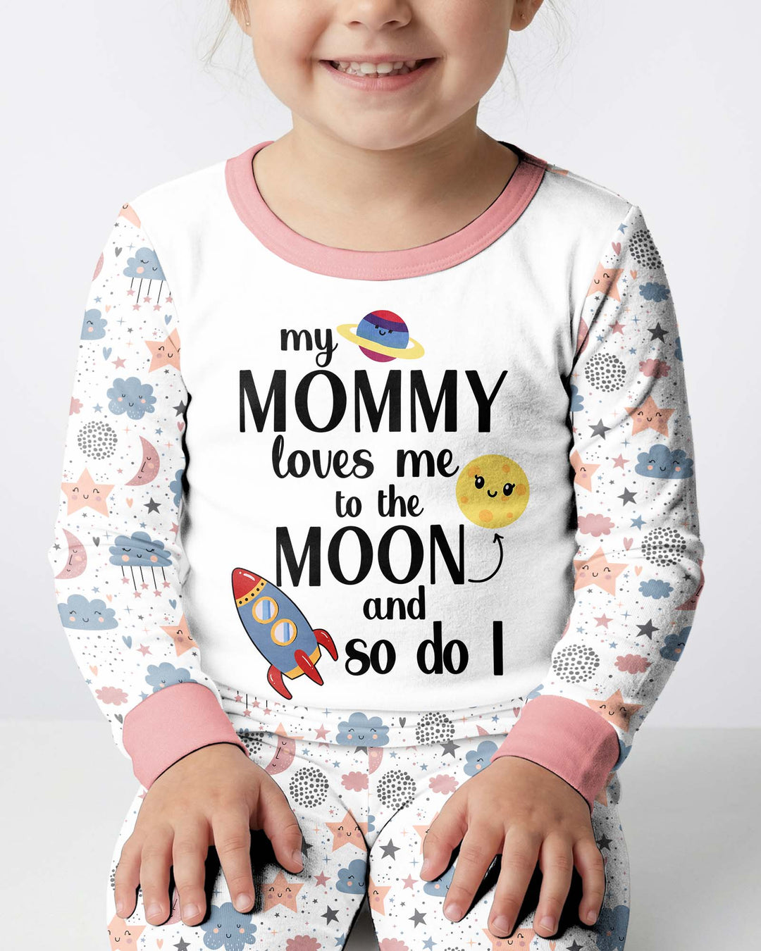 My Mommy Loves Me To The Moon And So Do I Bamboo Two Piece Long Sleeve Pajama Set