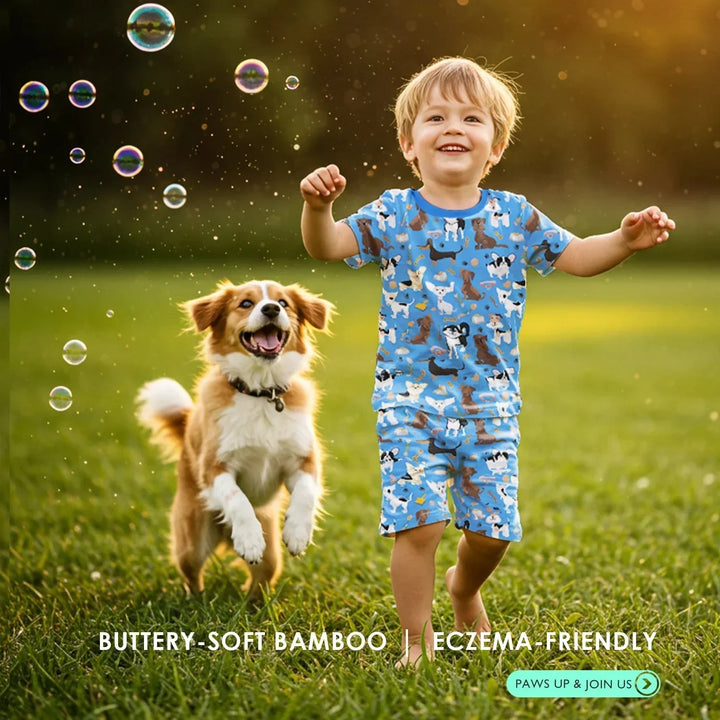 Dapper Dogs Two Piece Short Sleeve Shorts Pajama Set , Dapper Dogs Two Piece Short Sleeve Shorts Pajama Set - 12-18M