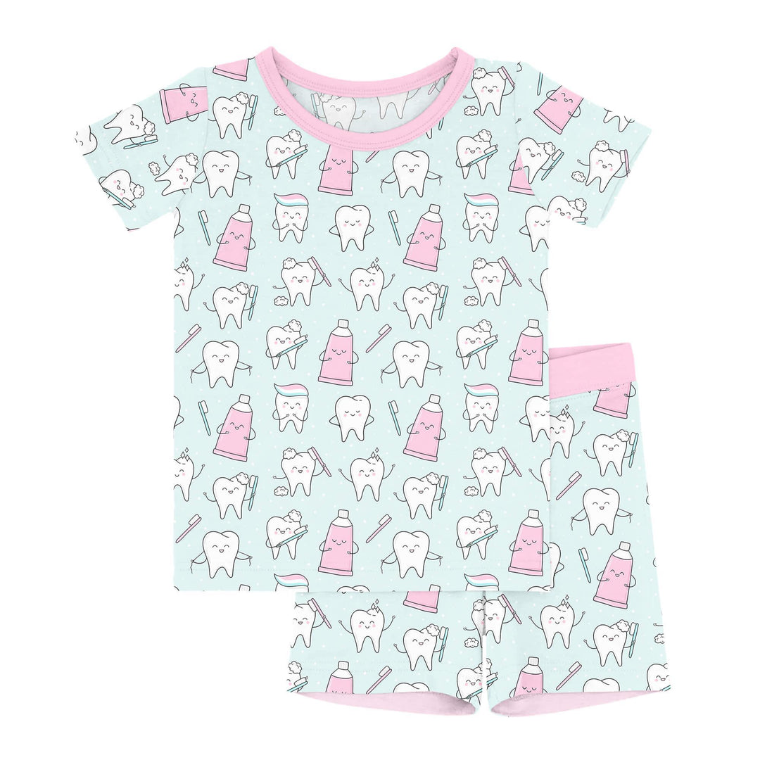 Dental Two Piece Short Sleeve Shorts Pajama Set , Dental Two Piece Short Sleeve Shorts Pajama Set - 12-18M