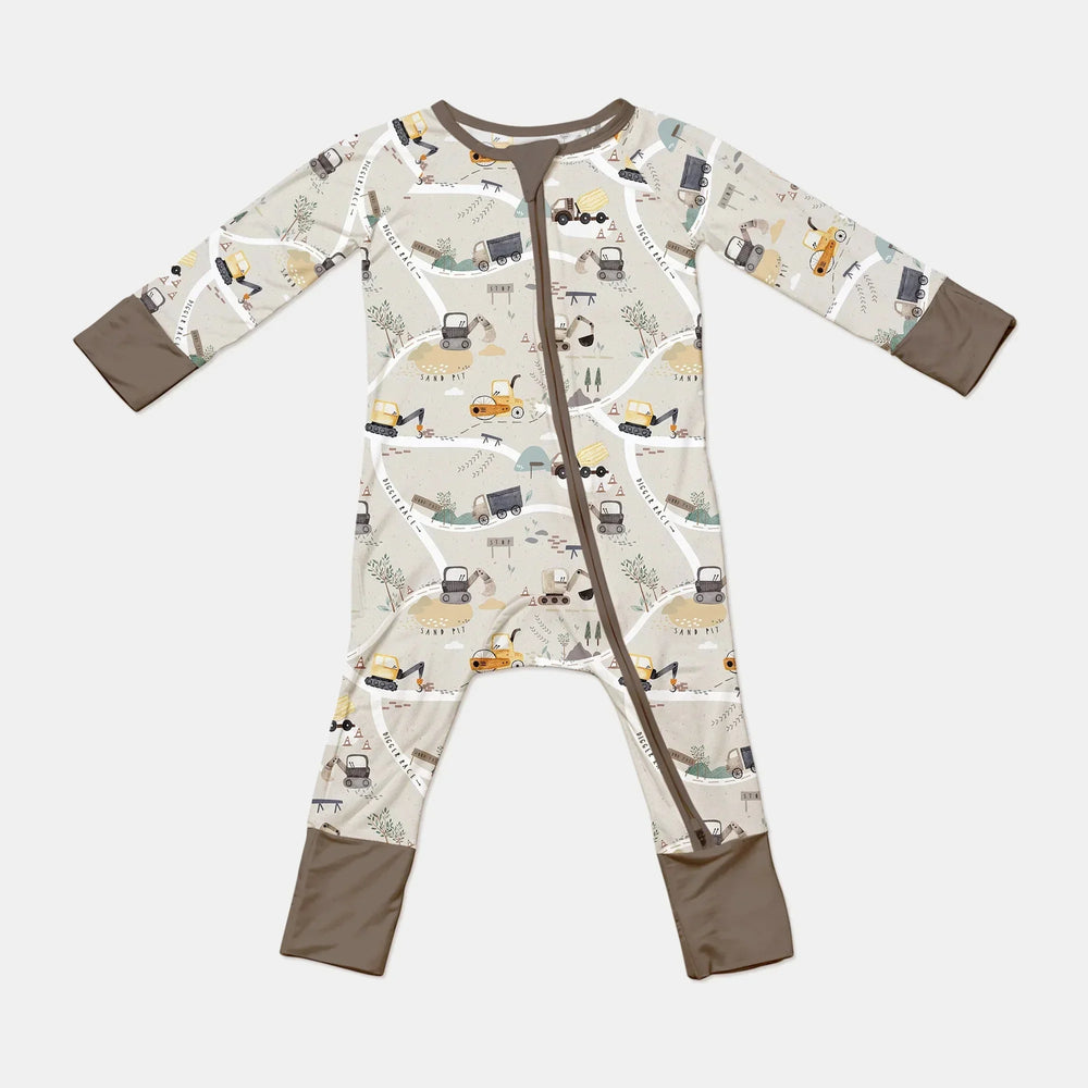 Diggers Route Map Convertible Zippered Romper , Diggers Route Map Convertible Zippered Romper - 0-3M