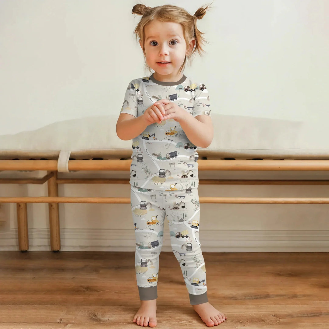 Diggers Route Map Two Piece Short Sleeve Pajama Set , Diggers Route Map Two Piece Short Sleeve Pajama Set - 12-18M