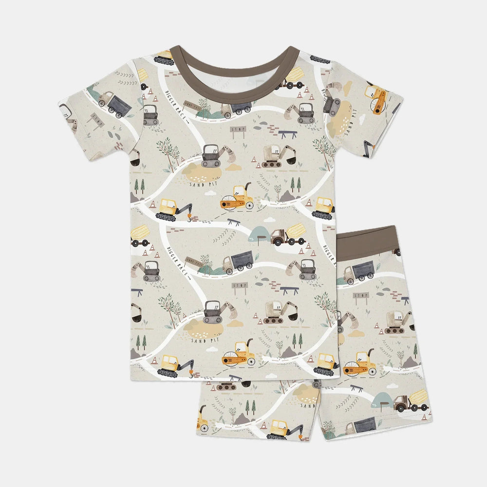 Diggers Route Map Two Piece Short Sleeve Shorts Pajama Set , Diggers Route Map Two Piece Short Sleeve Shorts Pajama Set - 12-18M