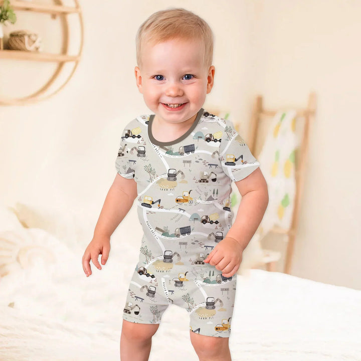 Diggers Route Map Two Piece Short Sleeve Shorts Pajama Set , Diggers Route Map Two Piece Short Sleeve Shorts Pajama Set - 12-18M