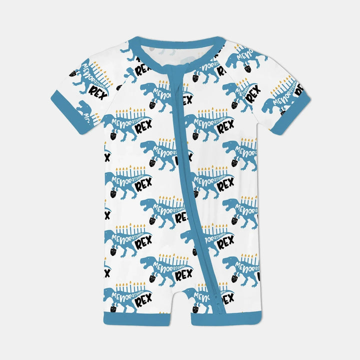Dinosaur Hanukkah Boy Shorty Zippy , Dinosaur Hanukkah Boy Shorty Zippy - 0-3M