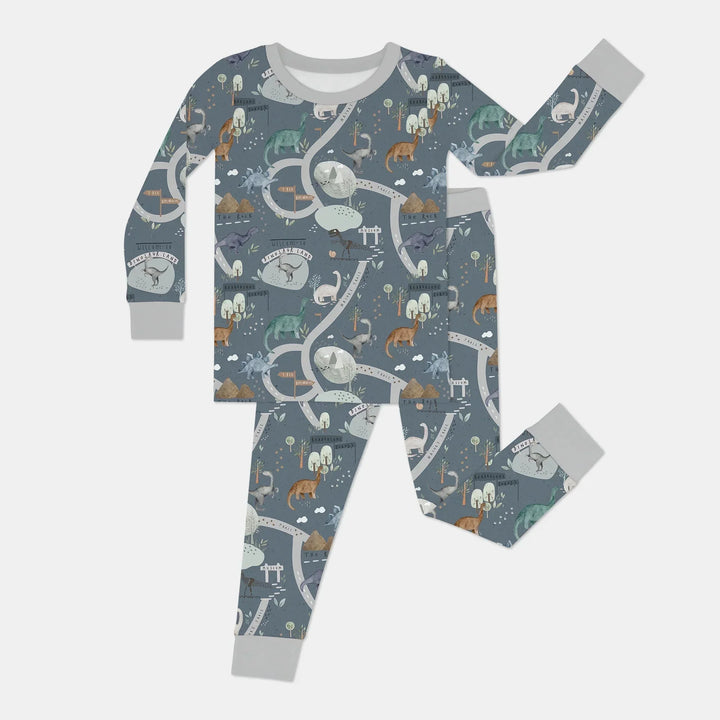 Dinosaur Route Map Two Piece Long Sleeve Pajama Set , Dinosaur Route Map Two Piece Long Sleeve Pajama Set - 12-18M