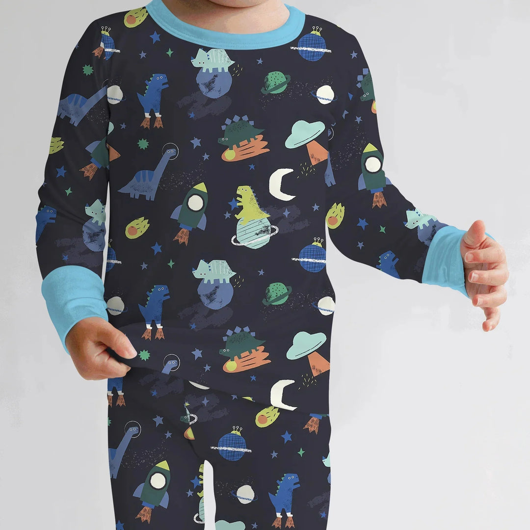 Dinosaurs Astronauts Two Piece Long Sleeve Pajama Set , Dinosaurs Astronauts Two Piece Long Sleeve Pajama Set - 12-18M